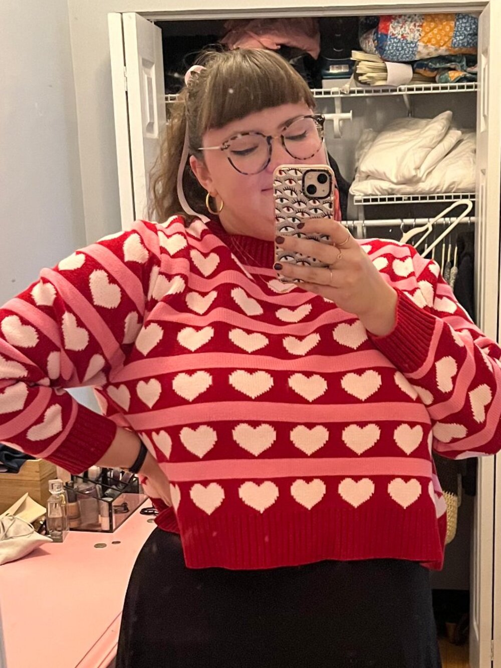 Shiny By Nature Super Sweater Heart Print